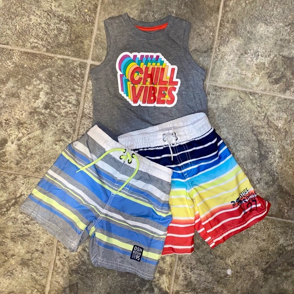 Set of 2 Osh Kosh & Koala Kids Toddler Swim Trunks w/ Crew Neck Tank Top (3T) - Picture 1 of 9